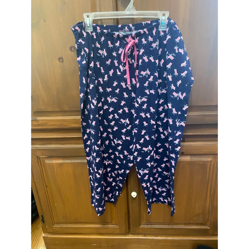 Hue Pajama/Lounge Pants/Capris~Blue/Pink~Beach Chairs~Women's size 2X~CUTE!